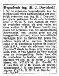 Krantenknipsel over de begrafenis.
<br/>
Centraal Bureau voor Genealogie, 1948
